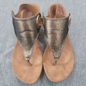 Metallic Sandals with Tan Soles